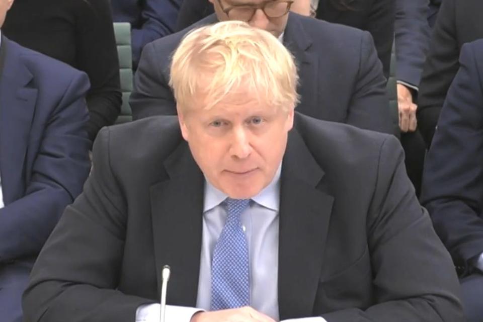 Boris Johnson giving evidence to the Privileges Committee in March (PA Wire)