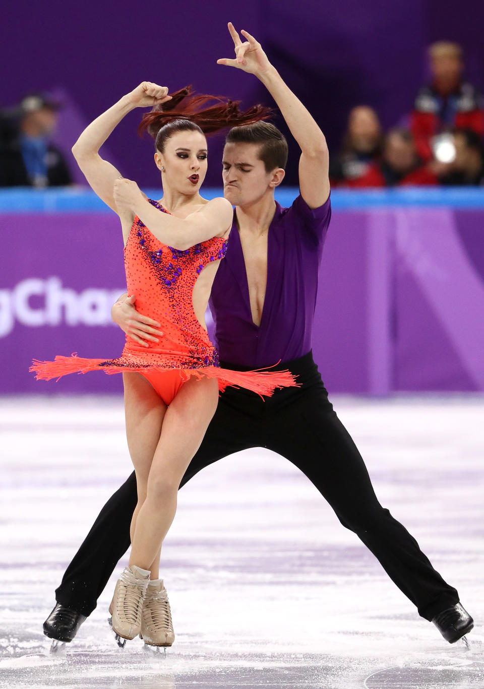 <p>Marie-Jade Lauriault and Romain Le Gac of France compete in the Figure Skating Team Event – Ice Dance – Short Dance on day two of the PyeongChang 2018 Winter Olympic Games at Gangneung Ice Arena on February 11, 2018 in Gangneung, South Korea. (Photo by Jamie Squire/Getty Images) </p>