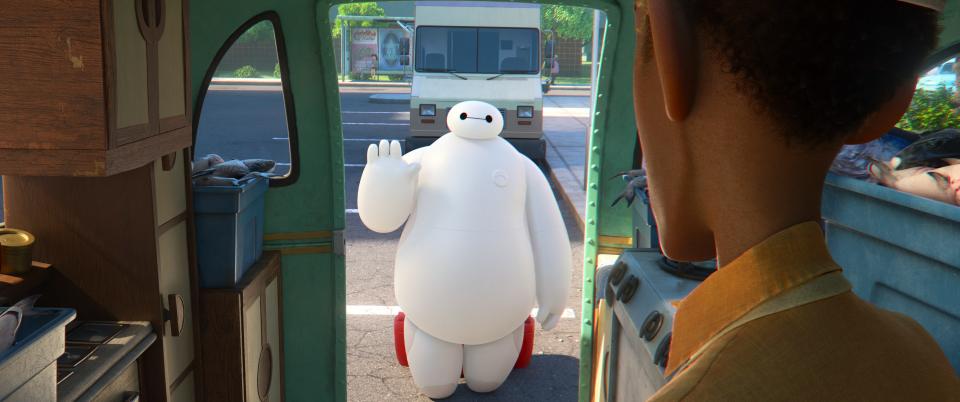 Health care companion robot Baymax (voiced by Scott Adsit) sets out to help the residents of San Fransokyo in the Disney+ animated comedy “Baymax!"