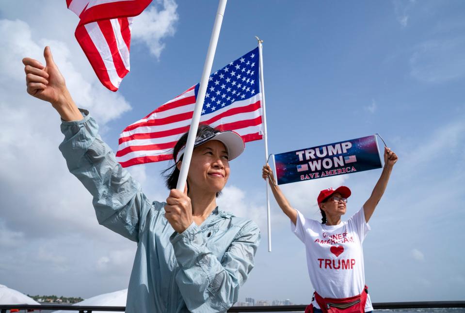 Trump supporters near Mar-a-Lago in Palm Beach, Fla., on Aug. 9 2022.