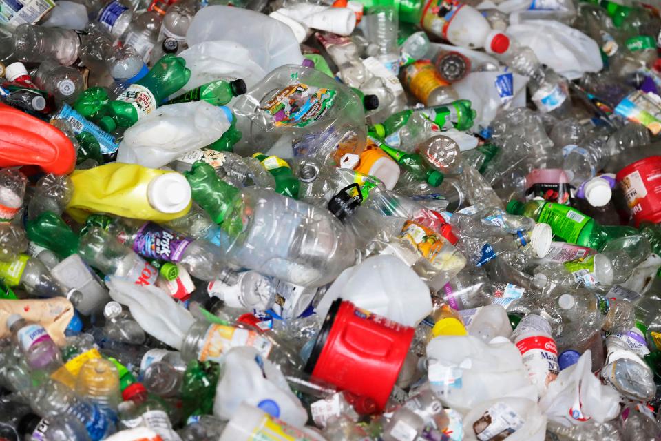 Recycled plastics collected that have yet to be processed at the Manitowoc Recycling Center, Wednesday, January 25, 2023, in Manitowoc, Wis.