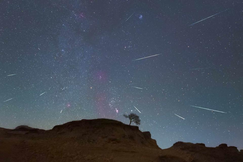 <p>Costfoto/Future Publishing/Getty Images</p> The Orionid meteor shower in China