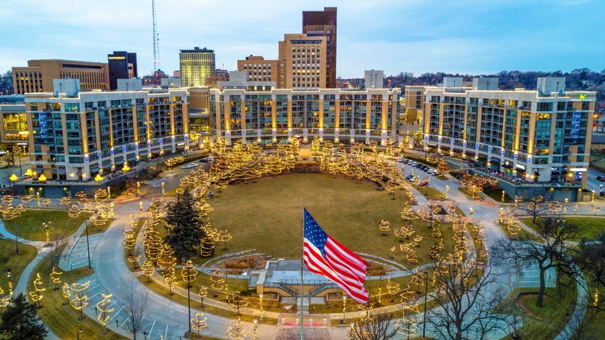 Midtown Crossing Omaha Nebraska Aerial.