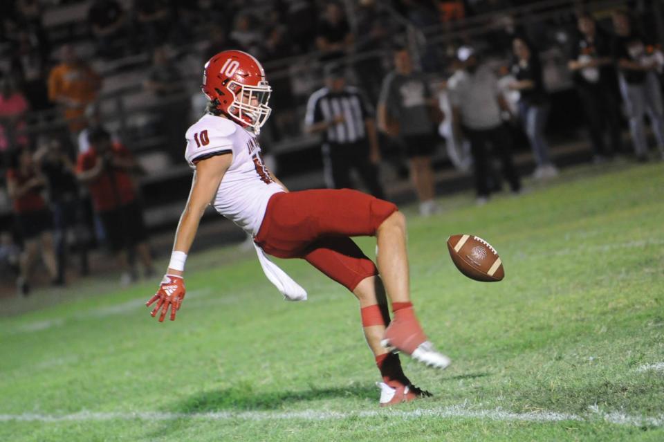 Jim Ned's Carter Wood punts against Hawley on Friday, Aug. 26, 2022 in Hawley.