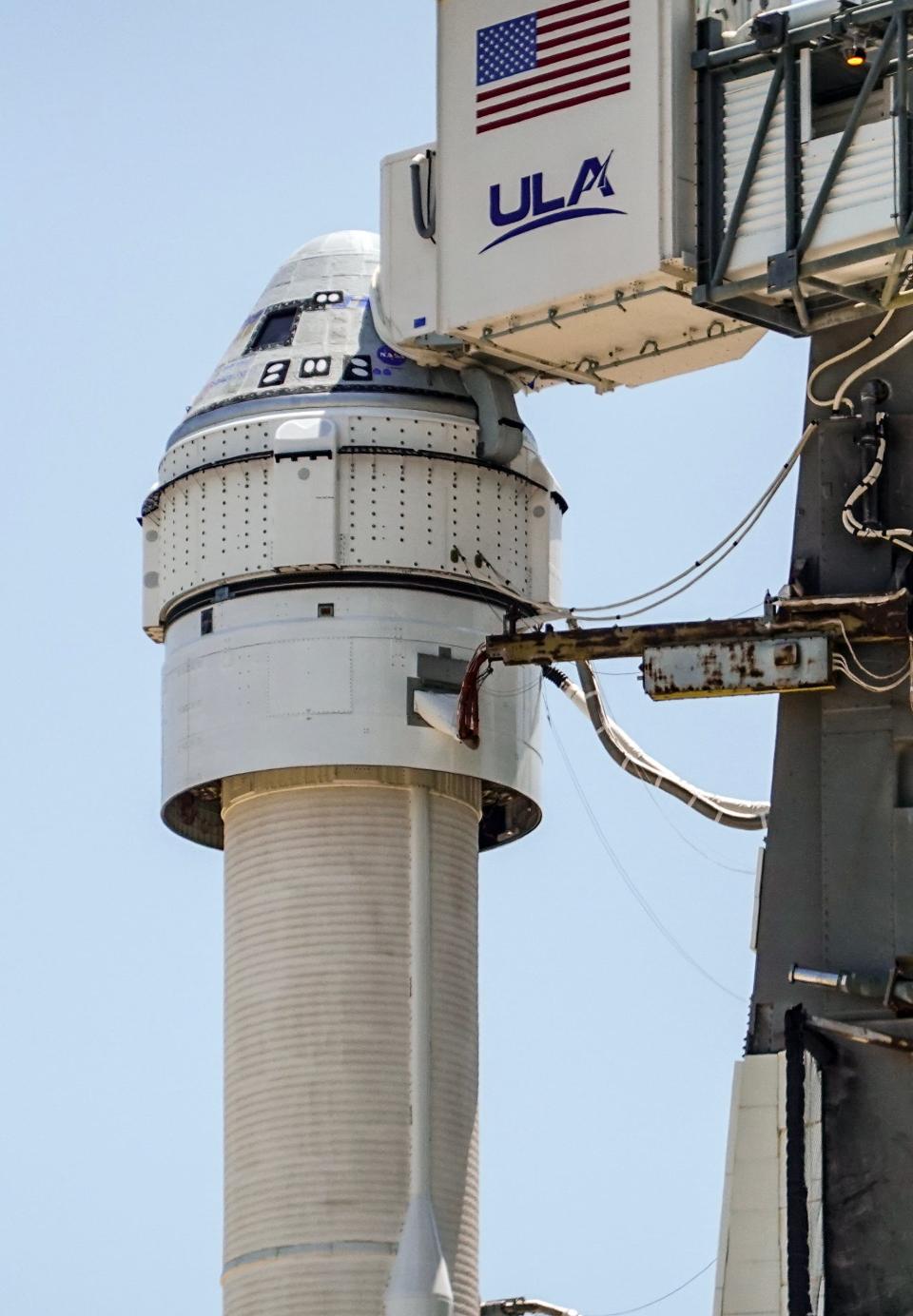 A United Launch Alliance Atlas V rocket and Boeing Starliner capsule remain on the launch pad Tuesday, May, 7, 2024. Launch to the International Space Station was postponed due to a problem with a liquid oxygen valve on the second stage. Craig Bailey/FLORIDA TODAY via USA TODAY NETWORK