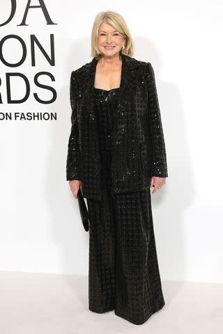 <p>Kevin Mazur/WireImage</p> Martha Stewart at the 2023 CFDA Fashion Awards