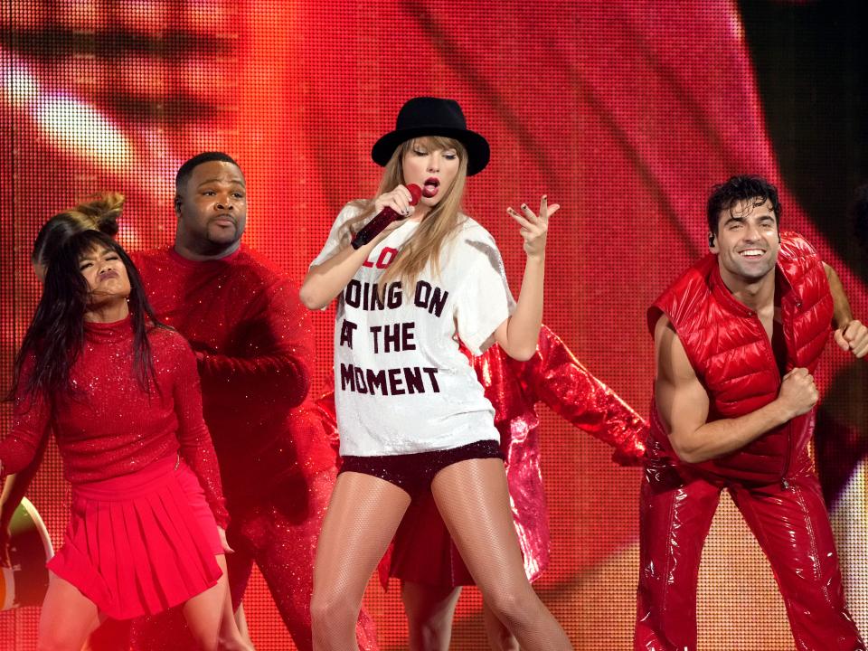 Taylor Swift performs onstage for the opening night of the Eras Tour at State Farm Stadium on March 17, 2023 in Glendale, Arizona.