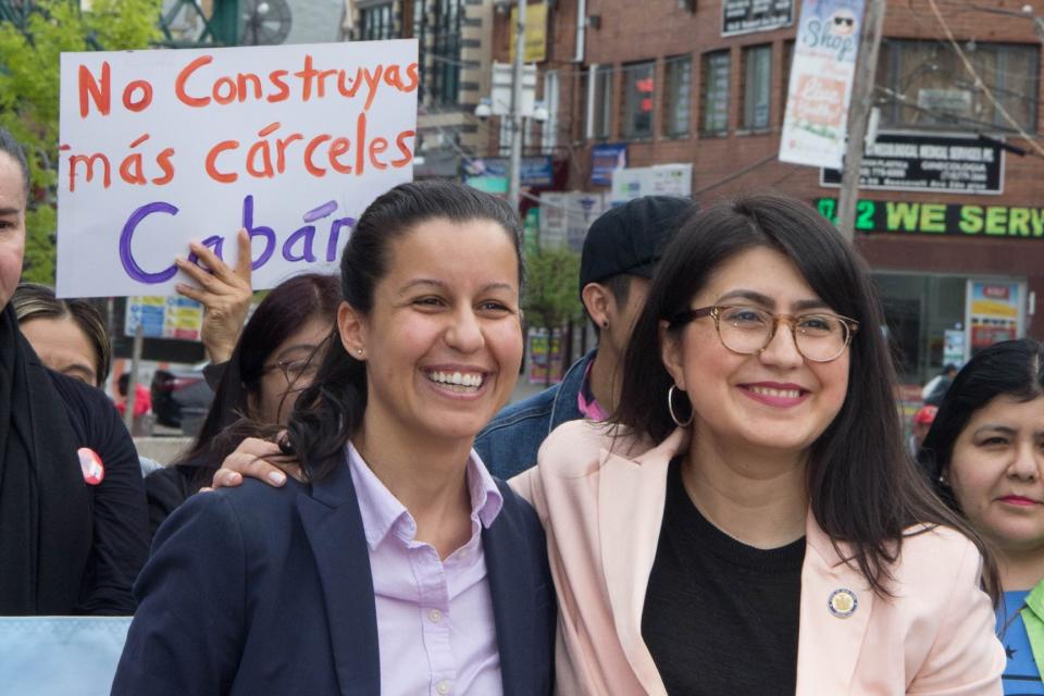 Tiffany Cab&aacute;n, left, stands with New York state Sen. Jessica Ramos (D), who has endorsed her candidacy. (Photo: Cabán for Queens/Facebook)