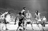 <p>At 32, Oscar Robertson was near the end of his basketball prime. At 24, Lew Alcindor was just beginning his reign atop the league. Together, the two Hall of Famers were unstoppable for one glorious season. The Bucks won 20 straight games and dominated the playoffs, winning their postseason games by an average of 14.5 points and sweeping the Baltimore Bullets in the Finals. Alcindor earned the first of his six MVP awards and changed his name to Kareem Abdul-Jabbar the day after Milwaukee captured the title. </p>