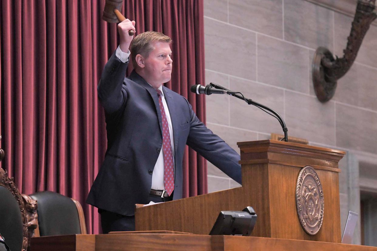 Speaker of the Missouri House of Representatives Dean Plocher, R-Des Peres, is pictured here during the 2023 veto session on Sept. 13, 2023 in Jefferson City, Mo.