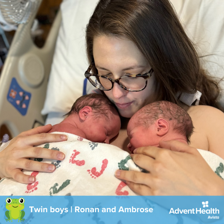 AdventHealth Avista baby twin boys Ronan and Ambrose, born at 1:14 and 1:16 p.m.