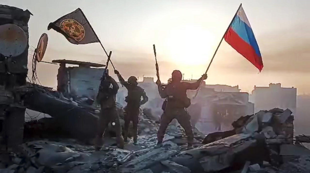 The head of the Russian private army Wagner claims his forces have taken control of the city of Bakhmut after the longest and most grinding battle of the Russia-Ukraine war, but Ukrainian defense officials have denied it. In a video posted on Telegram, Prigozhin said the city came under complete Russian control at about midday Saturday.  (Prigozhin Press Service / AP)