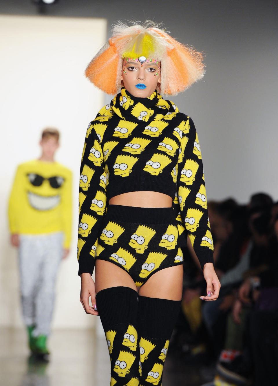 <p>Speaking of yellow cartoon characters, Jeremy Scott was catapulted into the limelight in 2012 after he created an autumn collection covered in ‘The Simpsons’.<em> [Photo: Getty]</em> </p>