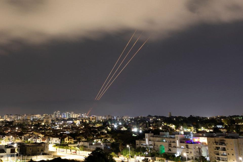 An anti-missile system operates after Iran launched drones and missiles towards Israel, as seen from Ashkelon (REUTERS)