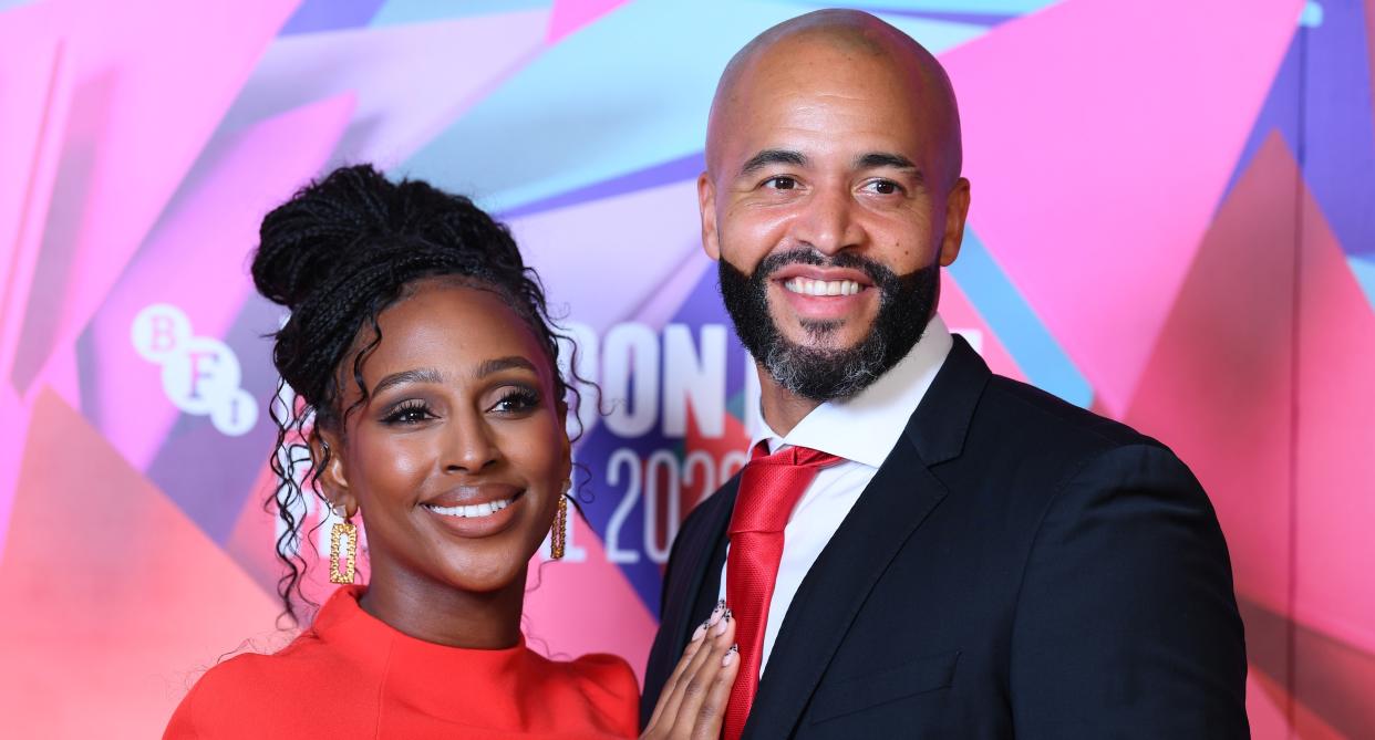 Darren Randolph and Alexandra Burke on the red carpet. (Getty Images)