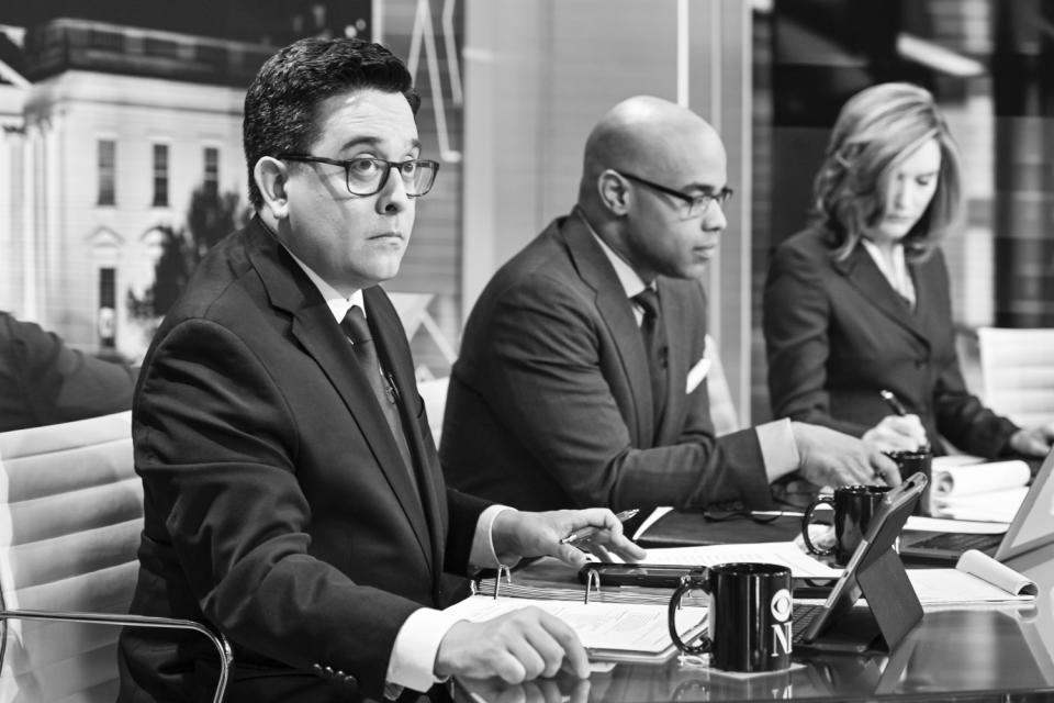 CBS correspondent Ed O'Keefe, left, with election night colleagues Jamal Simmons and Margaret Brennan