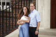 The Duke and Duchess of Cambridge leave the Lindo Wing of St Mary's Hospital in London, with their newborn son.