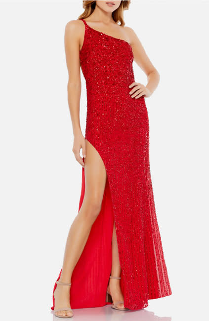 red-nordstom-dress-sequin-chiffon