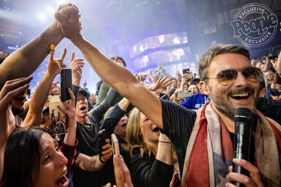 The musician joined his Church Choir fans in the pit encircled by his unique stage during his performance of "Springsteen." "This is what this song is all about," Church told the crowd. "It's about forgetting all of the problems we've got in the world and everything that's going on. It's about being in a moment and that moment being captured by music and it will live there forever."