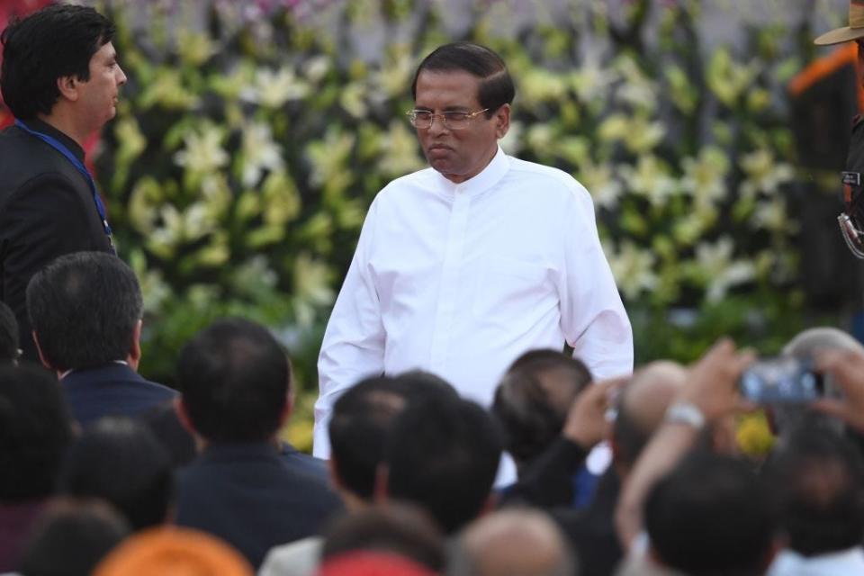 President of Sri Lanka Maithripala Sirisena arrives ahead of Narendra Modi's swearing-in ceremony as Prime Minister of India at the President house in New Delhi on May 30, 2019. - India's Prime Minister Narendra Modi was sworn in Thursday in front of cheering supporters ahead of unveiling a drastically revamped Hindu nationalist government for his historic second term. Modi was the first of more than 50 cabinet ministers and deputy ministers to take the oath of office at the presidential palace in front of 8,000 people including South Asian leaders, Bollywood stars and leading political figures. (Photo by PRAKASH SINGH / AFP) (Photo credit should read PRAKASH SINGH/AFP via Getty Images)