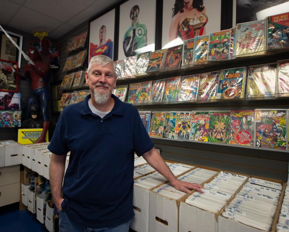 Ned Senft, co-owner of Comix Collection in York. Senft has noticed an increase in customers ever since superhero movies have become a mainstay in pop culture over a decade ago. However, he doesn't expect a surge in sales with the release of "Avengers: Endgame" this weekend.