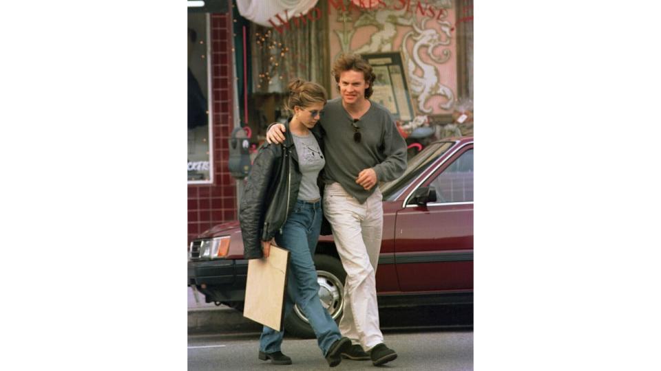 Jennifer Aniston and Tate Donovan are seen on January 14, 1995 in Los Angeles, California