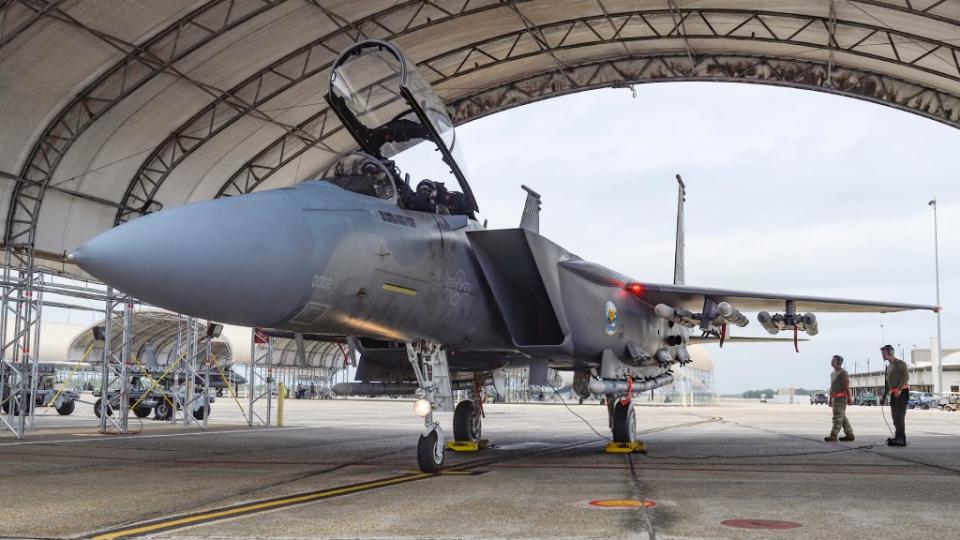 An F-15EX assigned to the 53rd Wing at Eglin AFB. <em>Jamie Hunter</em>