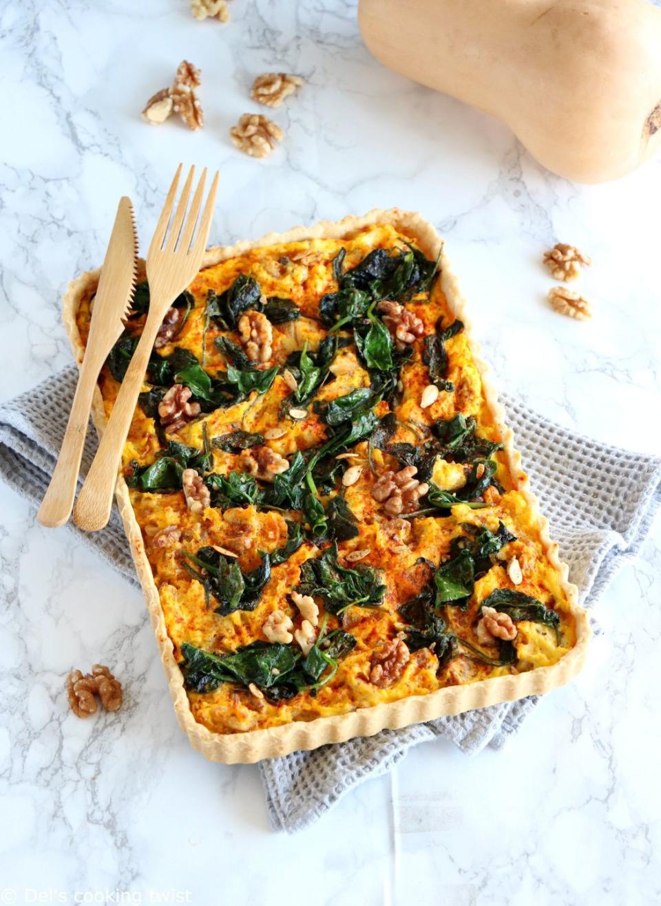 Pumpkin, Spinach, and Goat Cheese Quiche