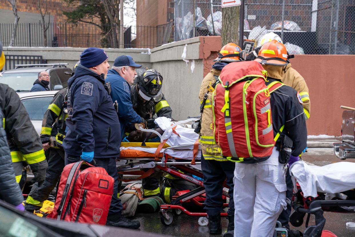 Thirty people, including several children, were critically injured, with firefighters making dramatic rescues using tower ladders and ladders, after a fire broke out inside a third-floor duplex apartment at 333 East 181st St. in the Bronx on Sunday, Jan. 9, 2022.