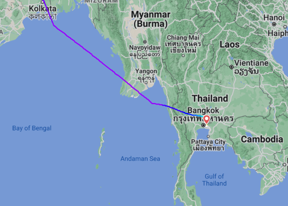 The flight path of Singapore Airlines SQ321 (Flightradar24)