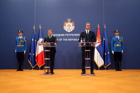 French President Macron visits Serbia