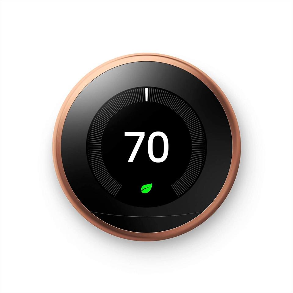 It'll learn your preferences based on the time of day and season, and make sure your home is always the perfect temperature and you're not sweating up a storm.<br /><br /><strong>Promising review:</strong> "I've never had a smart thermostat before, so I have nothing to compare it to. But this Nest device is amazing. Even better, the installation instructions are CLEAR and EASY to understand! There are interactive pictures and a text-based set of instructions online that take you through each step, and troubleshoot along the way. The thermostat works with my Google Mini and of course the Nest app. You can program what times you want the house to be at which temp and it will either start heating/cooling at that time, or you can set it to start before then, so it's nice and comfy when you get home. It has features for dealing with humidity and can even learn your temp preferences and adjust accordingly." &mdash; <a href="https://www.amazon.com/gp/customer-reviews/R366OZ2082NP06?&amp;linkCode=ll2&amp;tag=huffpost-bfsyndication-20&amp;linkId=2438a68e138a95eb6ace2723e5504f59&amp;language=en_US&amp;ref_=as_li_ss_tl" target="_blank" rel="noopener noreferrer">L Williams</a><br /><br /><strong><a href="https://www.amazon.com/Nest-Learning-Thermostat-Generation-Amazon/dp/B01M65EKLG?th=1&amp;linkCode=ll1&amp;tag=huffpost-bfsyndication-20&amp;linkId=c5bc311df488b5347429b353b0f600da&amp;language=en_US&amp;ref_=as_li_ss_tl" target="_blank" rel="noopener noreferrer">Get it from Amazon for $219.99+ (available in seven colors).</a></strong>