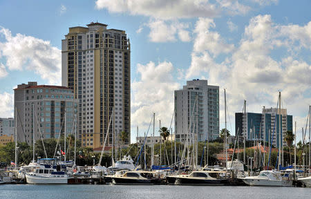 The St. Petersburg skyline towers over its waterfront in the county which flipped from voting for Barack Obama in 2012 to backing Trump in Pinellas County, Florida, U.S., April 25, 2017. REUTERS/Steve Nesius