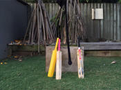 Kasper put three bats in his backyard with his kids.