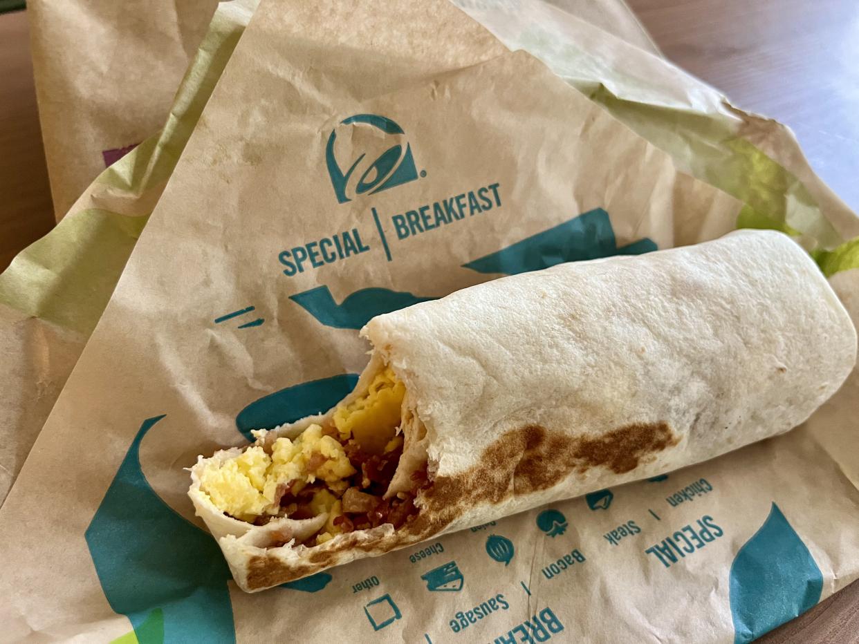 Cheesy Toasted Breakfast Burrito with Bacon from Taco Bell