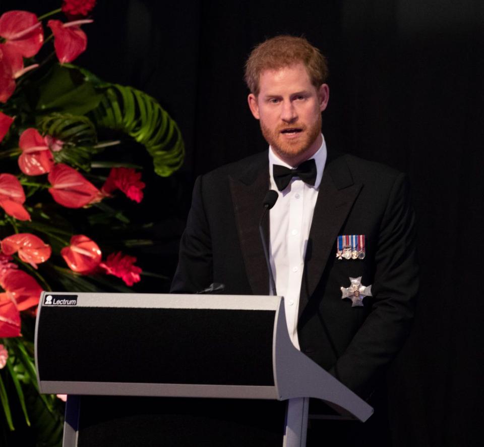 <p>Prince Harry delivers a speech at the State Dinner.</p>