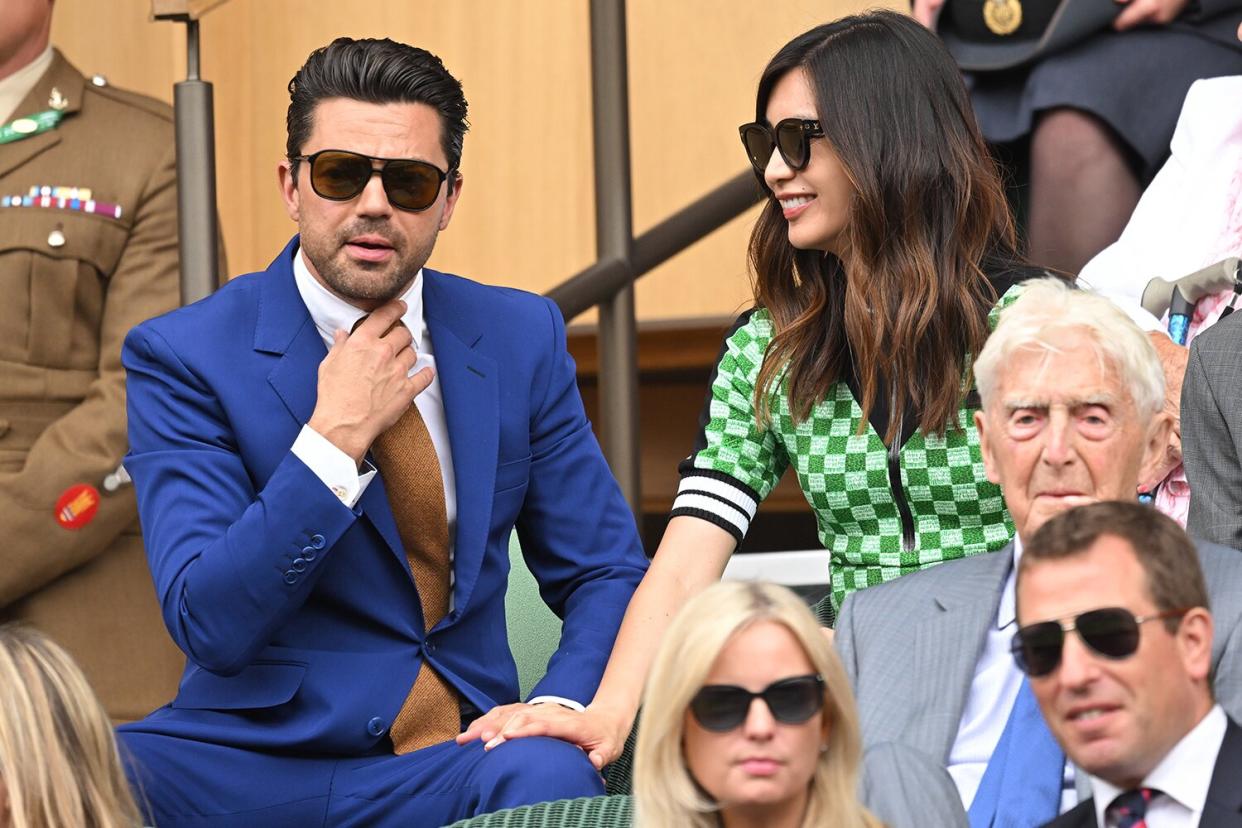 Dominic Cooper and Gemma Chan at All England Lawn Tennis and Croquet Club on July 06, 2022 in London, England.