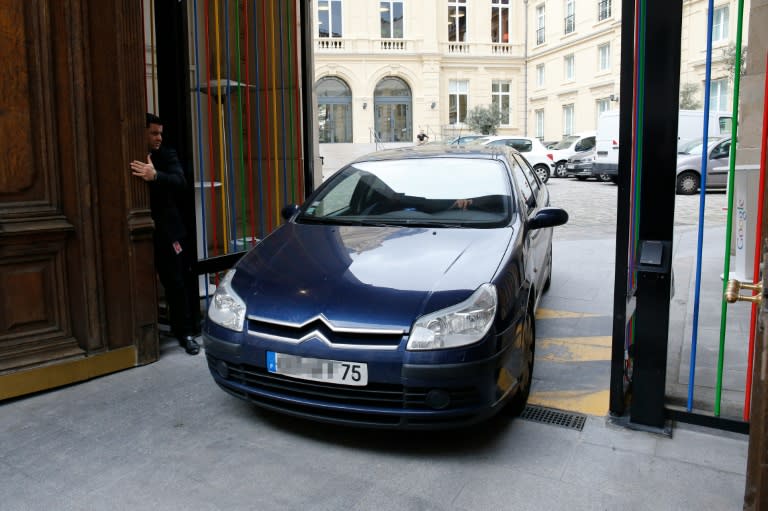 A police car leaves the Paris offices of US Internet giant Google on May 24, 2016