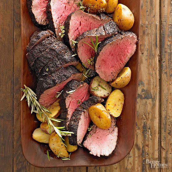 Coffee-Crusted Beef Tenderloin, beef tenderloin, meat