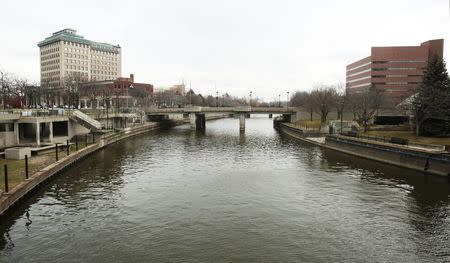 The Flint River is seen flowing thru downtown in Flint, Michigan, in this file photo from December 16, 2015. REUTERS/Rebecca Cook/Files