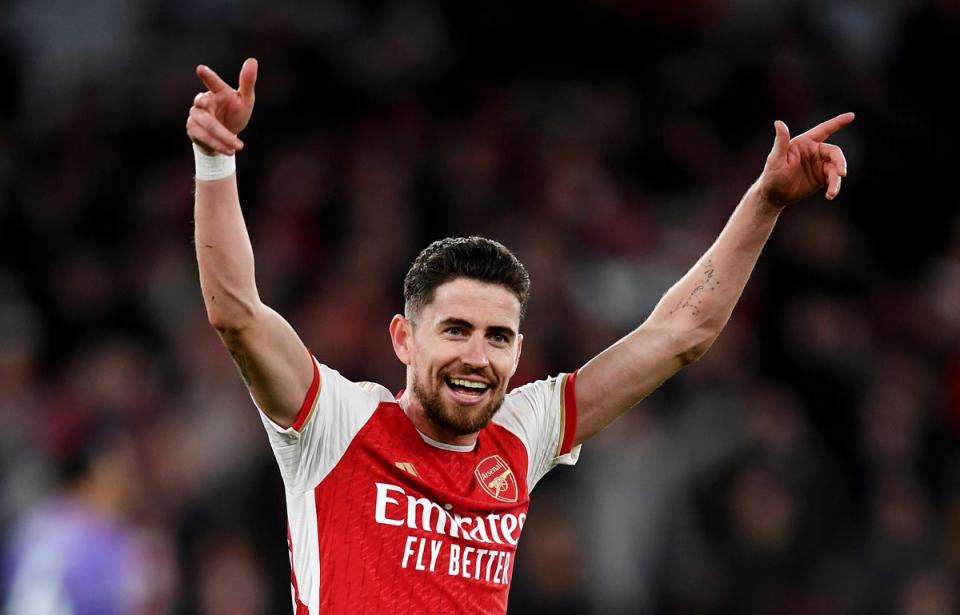 Jorginho delivered an Arsenal midfield masterclass alongside Declan Rice against Liverpool (Arsenal FC via Getty Images)