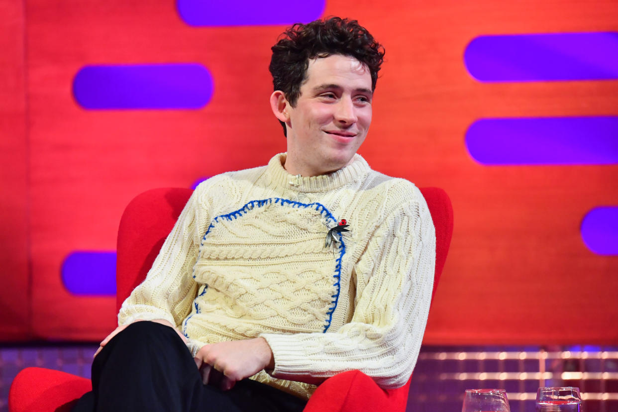 Josh O'Connor during the filming for the Graham Norton Show at BBC Studioworks 6 Television Centre, Wood Lane, London, to be aired on BBC One on Friday evening. Picture date: Thursday November 5, 2020. Photo credit should read: PA Media on behalf of So TV (Photo by Matt Crossick/PA Images via Getty Images)