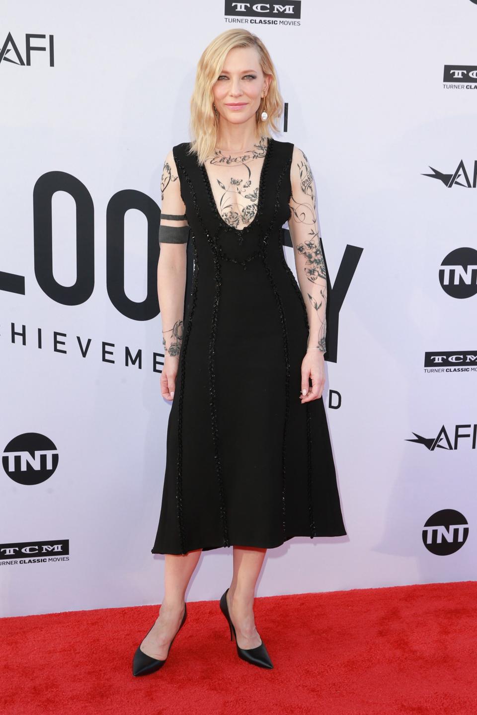 <p>Who: Cate Blanchett</p> <p>What: Aouadi Paris Couture</p> <p>Where: At the American Film Institute Life Achievement Award gala, Los Angeles</p> <p>When: June 7, 2018</p>