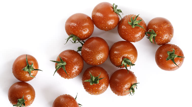 cherry tomatoes on white background