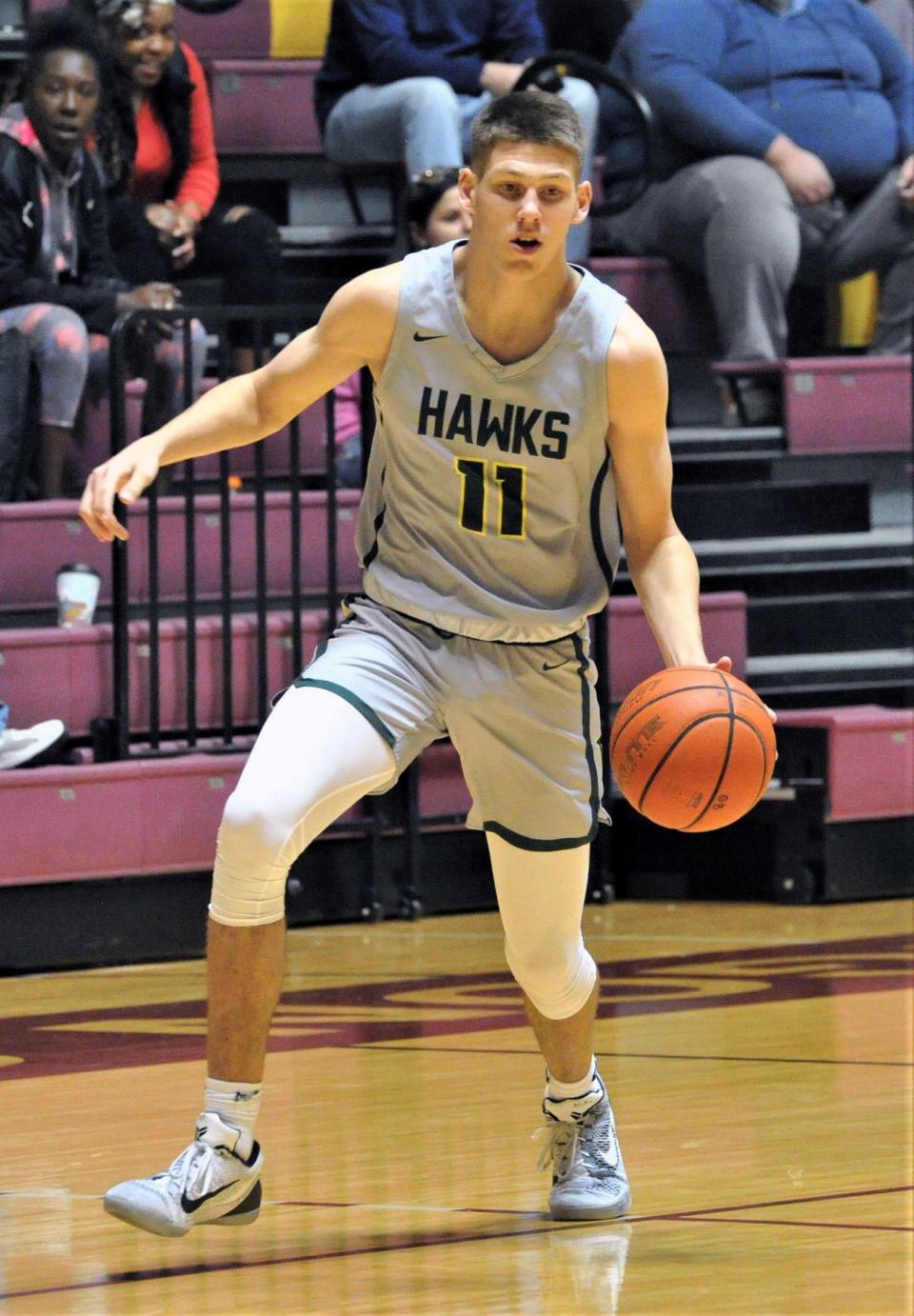 Birdville's Gehrig Normand dribbles the ball down the court against Plano East on Saturday, November 27, 2021 at MSU.
BKH-BIRDVILLE-PLANOEAST2