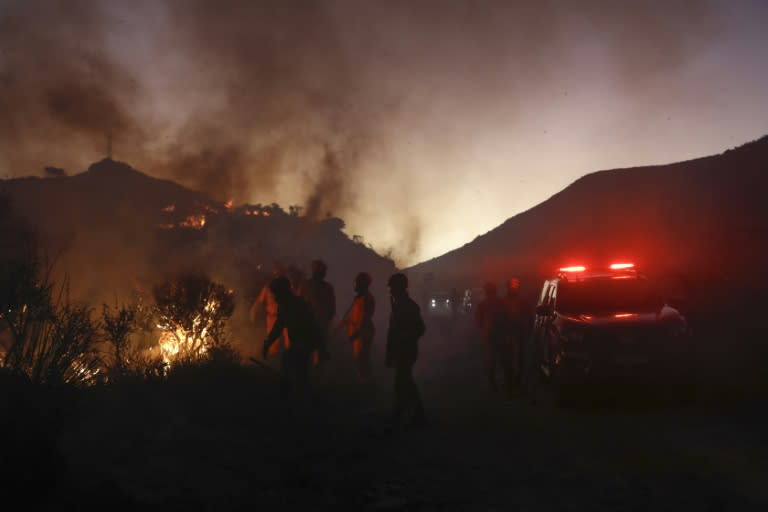 Un feu de végétation à Itatiaia, dans l'Etat de Rio de Janeiro, au Brésil, le 15 juin 2024 (Ernesto CARRICO)