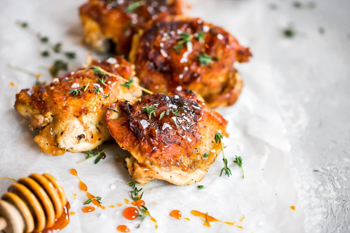 <p>Holistic Foodie</p><p>This sweet and spicy sauce takes chicken thighs to a whole new level.</p><p><strong>Get the recipe: <a href="https://holisticfoodie.com/hot-honey-chicken-thighs/" rel="nofollow noopener" target="_blank" data-ylk="slk:Hot Honey Chicken Thighs;elm:context_link;itc:0;sec:content-canvas" class="link rapid-noclick-resp">Hot Honey Chicken Thighs</a></strong></p>