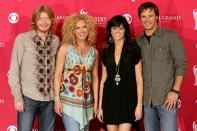 <p>Artists Phillip Sweet, Kimberly Schlapman, Karen Fairchild and Jimi Westbrook of the group Little Big Town were in great spirits at the 2006 awards' red carpet.</p> <p>Here's to hoping those smiles appear even bigger at this year's show, as they are nominated for vocal group of the year against Lady A, The Cadillac Three, Old Dominion and The Highwomen. Sweet, however, will be watching from home: on Thursday, his bandmates announced <a href="https://people.com/country/little-big-town-phillip-sweet-tests-positive-for-covid-skipping-acm-awards/" rel="nofollow noopener" target="_blank" data-ylk="slk:he tested positive for COVID-19.;elm:context_link;itc:0;sec:content-canvas" class="link ">he tested positive for COVID-19.</a></p>