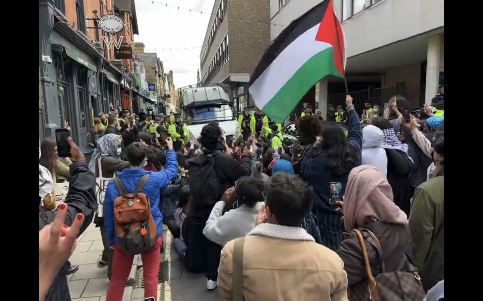 Police have moved in to break up the protests