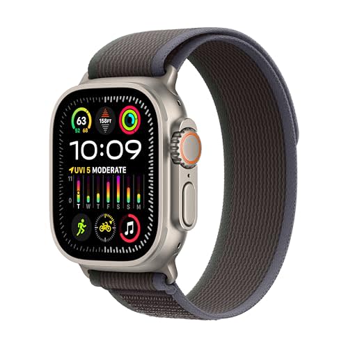 Apple Watch Ultra 2 [GPS + Cellular 49mm] Smartwatch with Rugged Titanium Case & Blue/Black Tra…